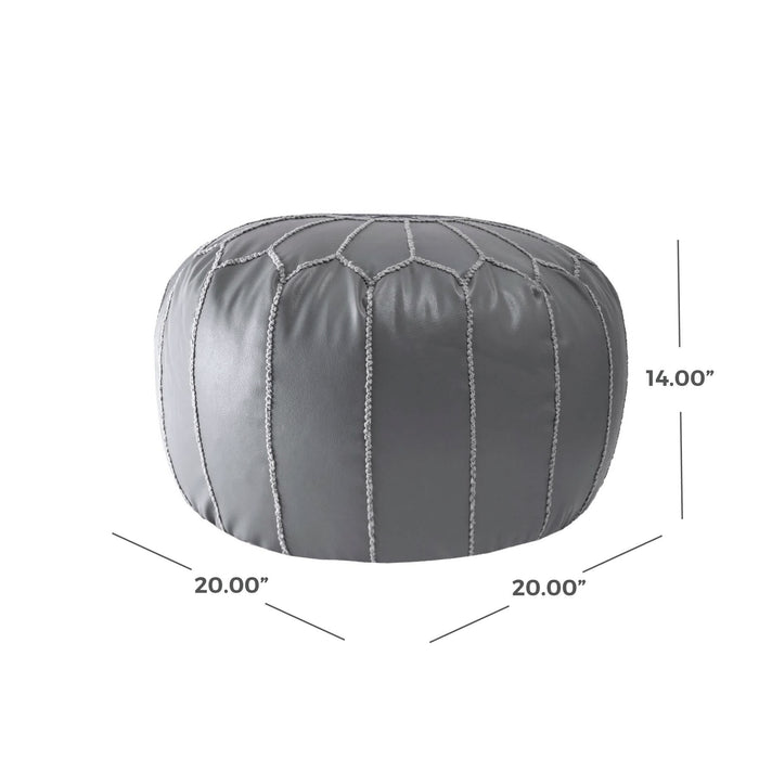 Classic Moroccan Faux Leather Filled Ottoman Pouf