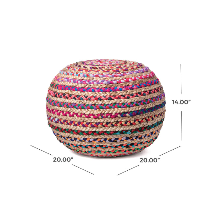 Ling Round Knit Filled Ottoman Pouf