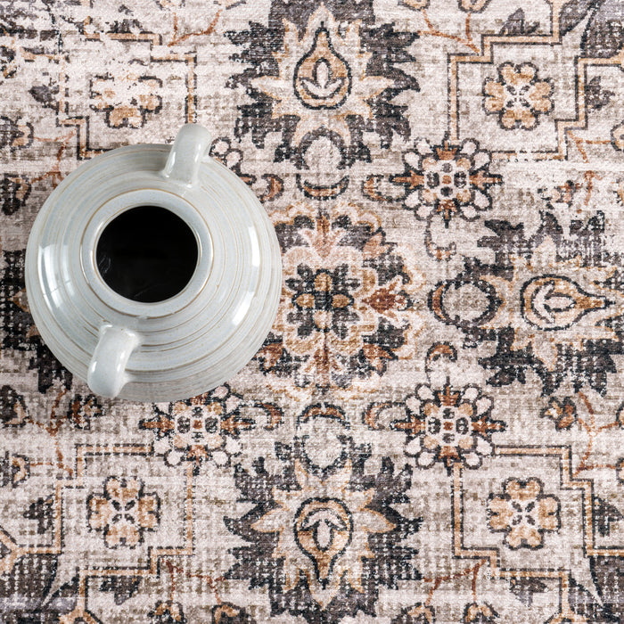 Winnie SplashGuard Distressed Medallion Machine Washable Area Rug