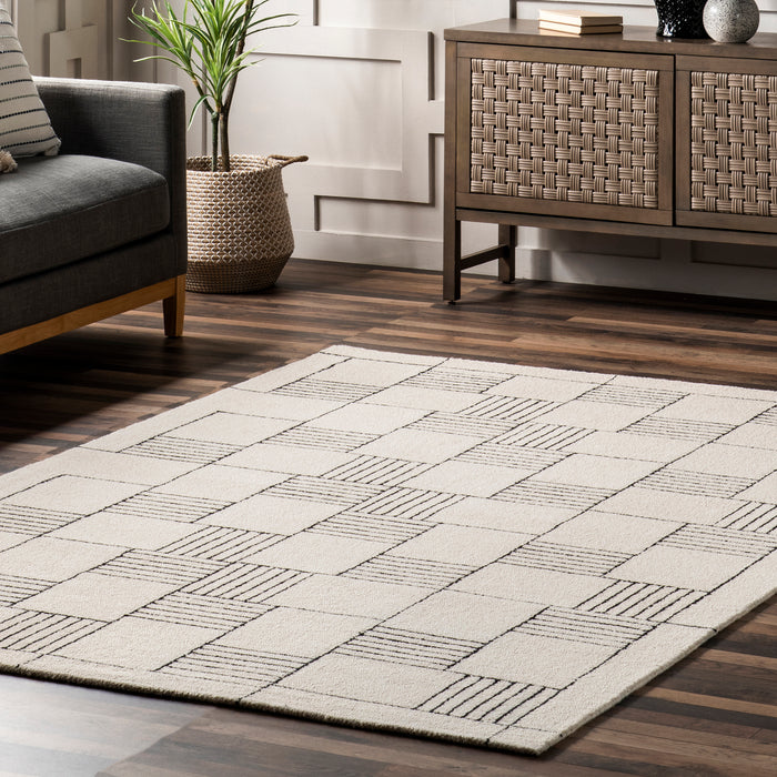 Danika Abstract Checkered Wool Area Rug