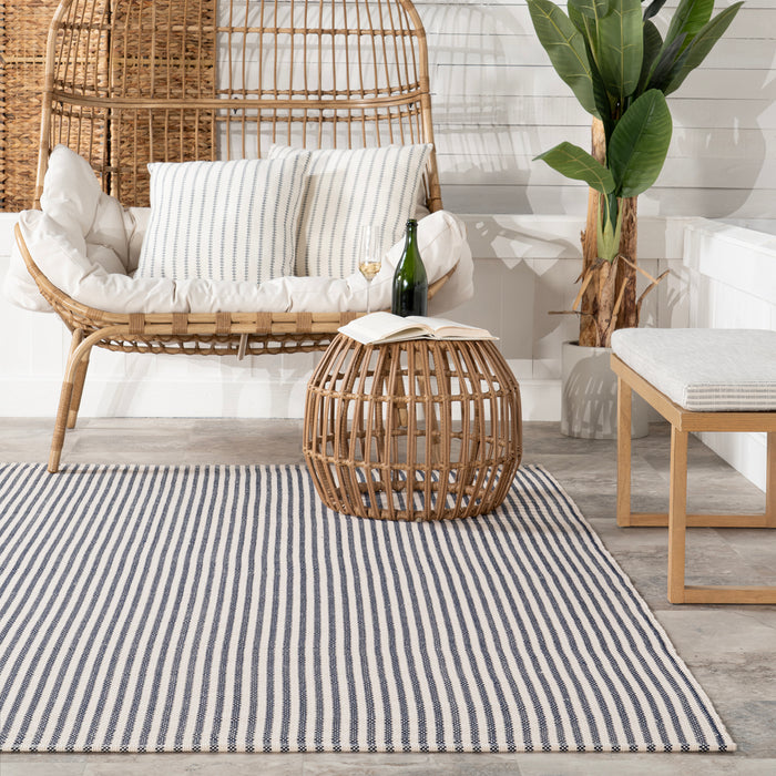 Home Conservatory Pinstripe Handwoven Indoor/Outdoor Area Rug
