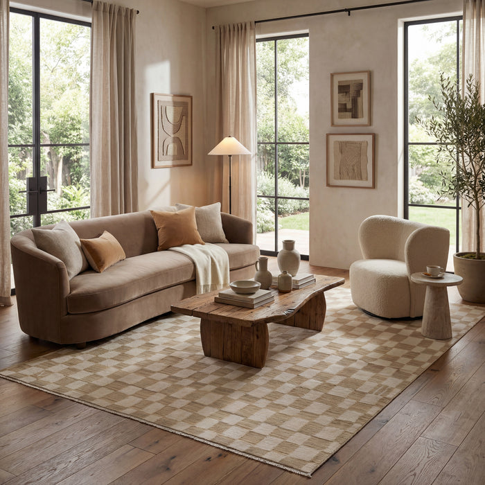 Dominique Abstract Checkered Fringe Area Rug — nuLOOM