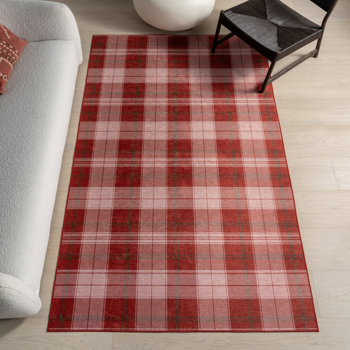 Aelin SplashGuard Plaid Machine Washable Area Rug
