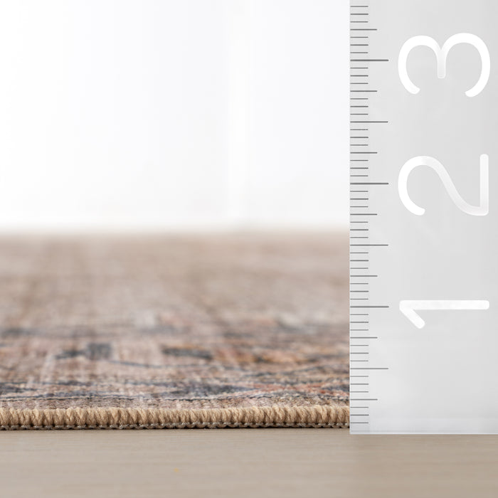 Rania SplashGuard Medallion Machine Washable Area Rug