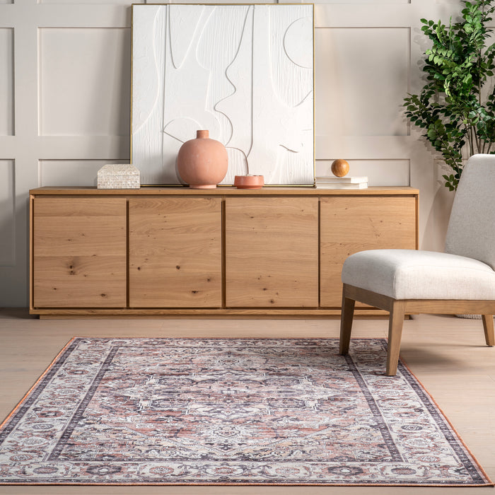 Joslyn SpinClean Traditional Floral Machine Washable Area Rug