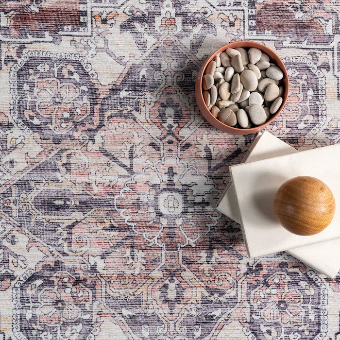 Joslyn SpinClean Traditional Floral Machine Washable Area Rug