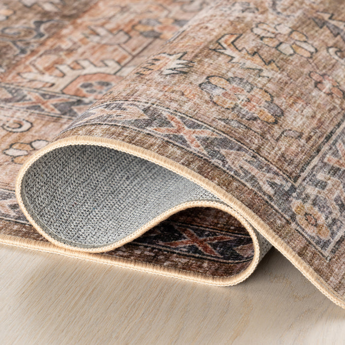 Rania SplashGuard Medallion Machine Washable Area Rug