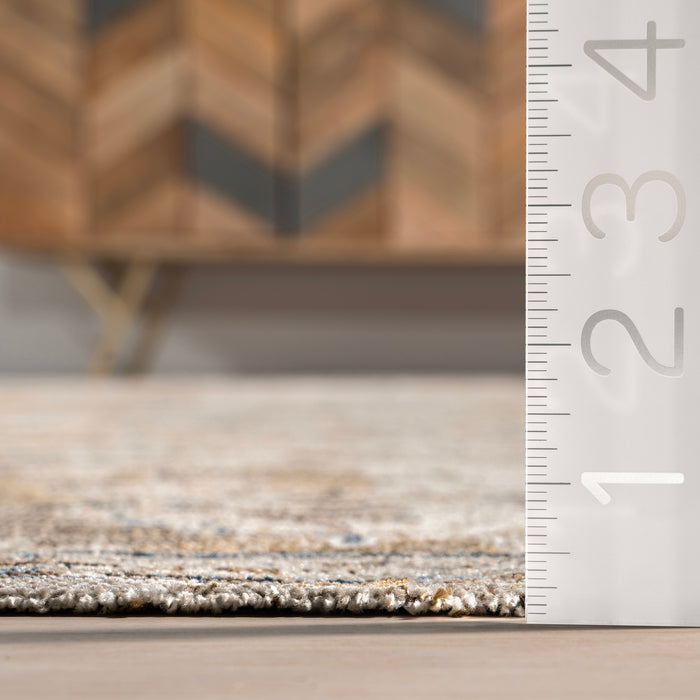 Zenni Vintage Floral Indoor/Outdoor Machine Washable Area Rug