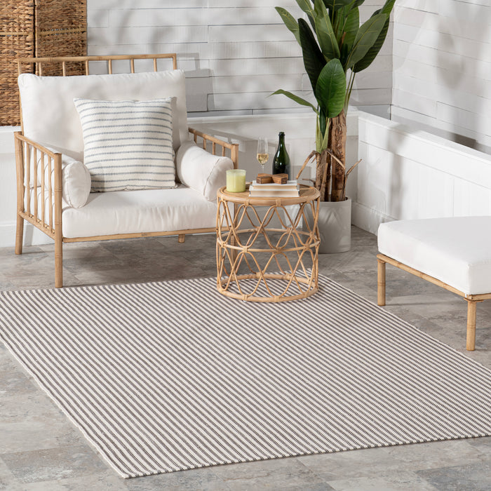 Home Conservatory Pinstripe Handwoven Indoor/Outdoor Area Rug