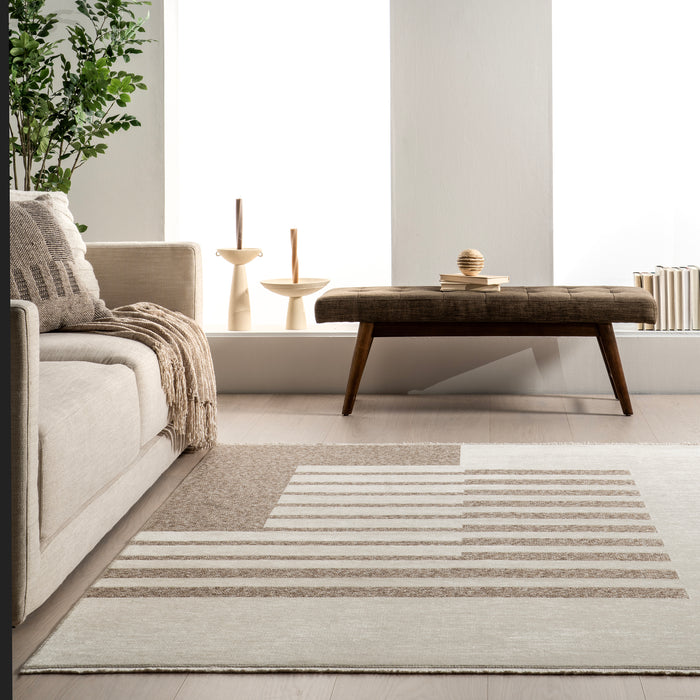 Sofya Abstract Striped Reversible Machine Washable Area Rug