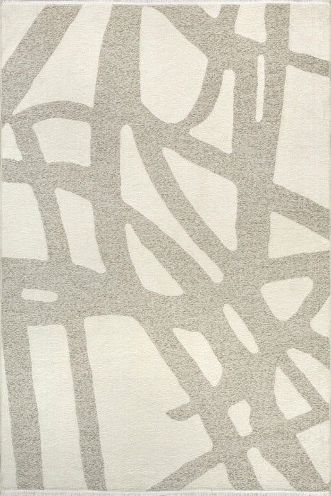 Cream Claude Abstract Fringed Reversible Machine Washable Area Rug