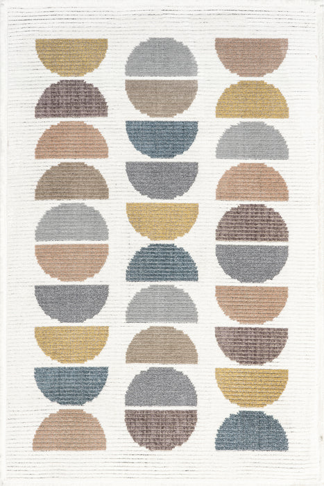 Leyla Half Colorful Circles Kids Area Rug