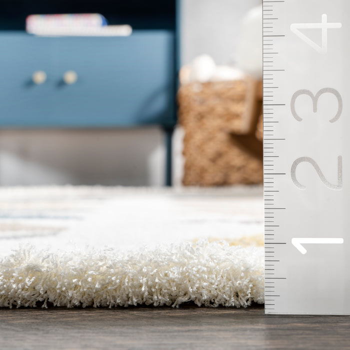 Leyla Half Colorful Circles Kids Area Rug