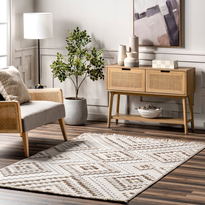 Marceline Colorful Modern Diamond Fringe Area Rug