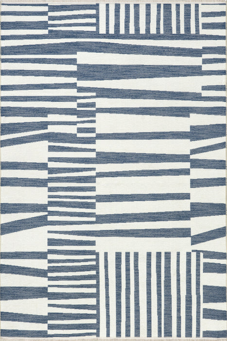 Kelcey Abstract Striped Machine Washable Area Rug