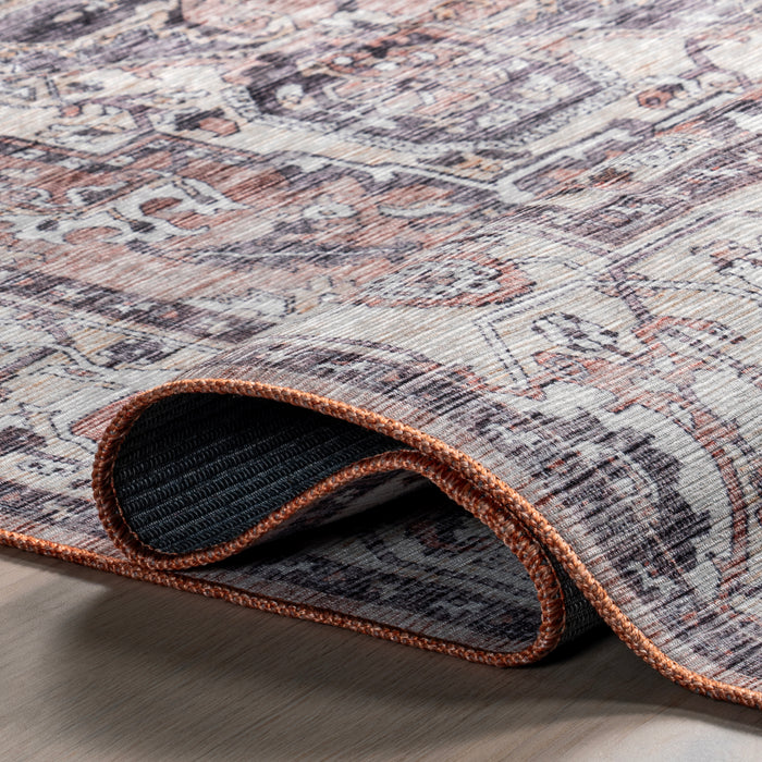 Joslyn SpinClean Traditional Floral Machine Washable Area Rug