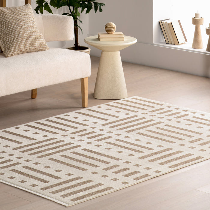 Mina Modern Stripes Reversible Machine Washable Area Rug