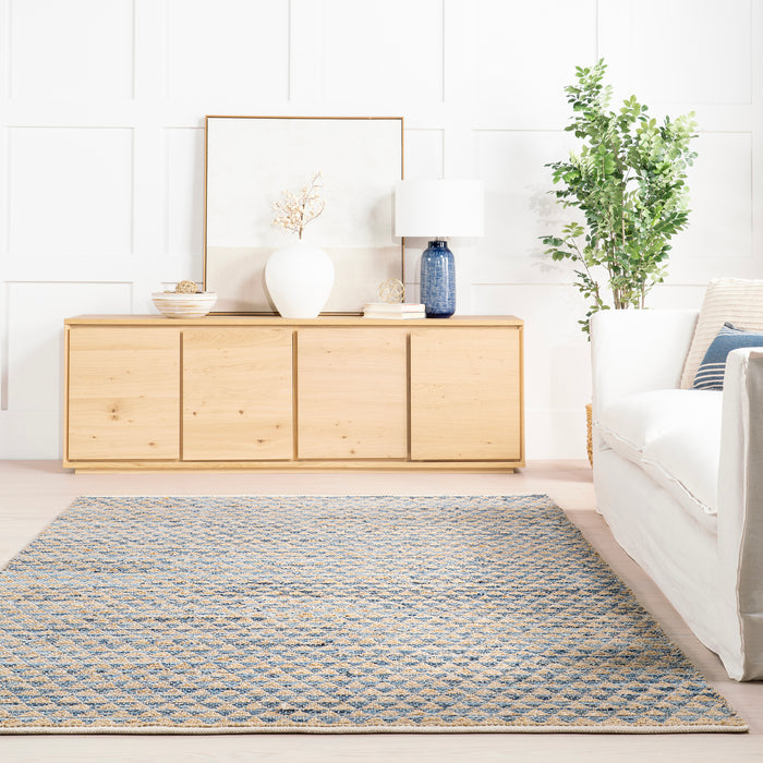 Home Conservatory Geometric Rag Handwoven Jute Area Rug