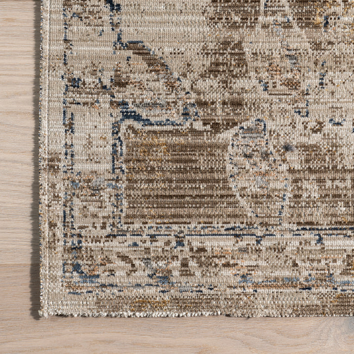 Zenni Vintage Floral Indoor/Outdoor Machine Washable Area Rug