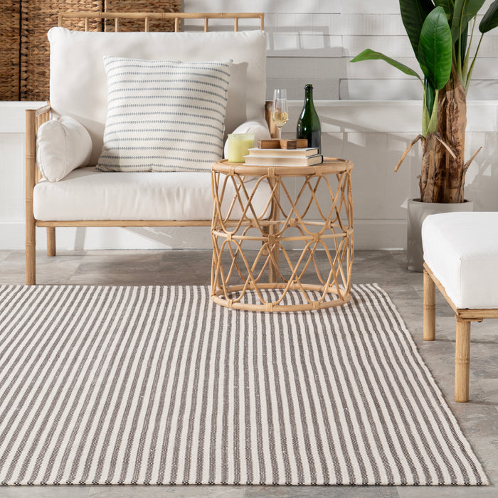 Home Conservatory Pinstripe Handwoven Indoor/Outdoor Area Rug