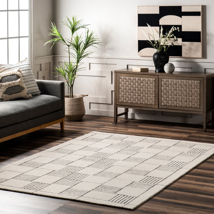 Danika Abstract Checkered Wool Area Rug