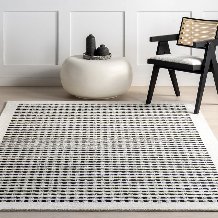 Adahlia Checkered Wool Area Rug