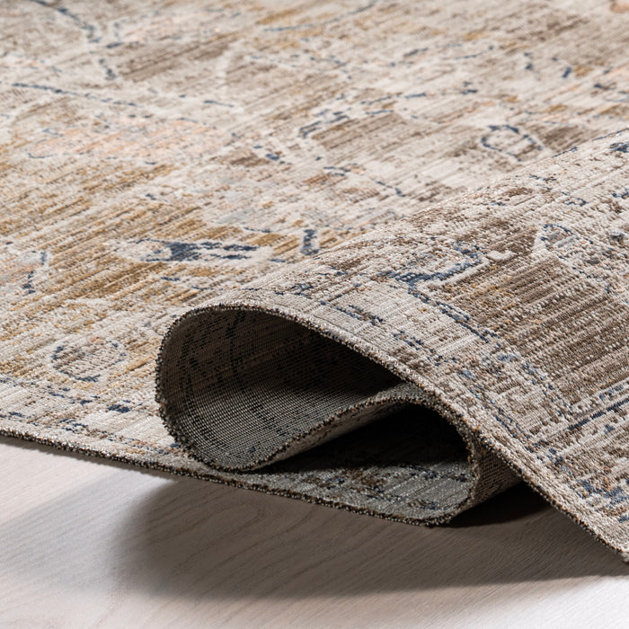 Zenni Vintage Floral Indoor/Outdoor Machine Washable Area Rug