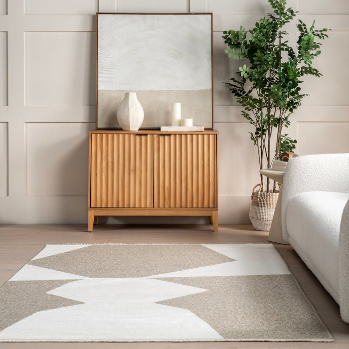 Nura Abstract Reversible Machine Washable Fringe Area Rug