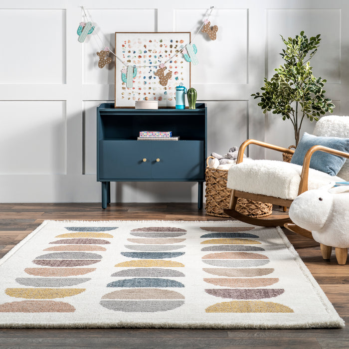 Leyla Half Colorful Circles Kids Area Rug