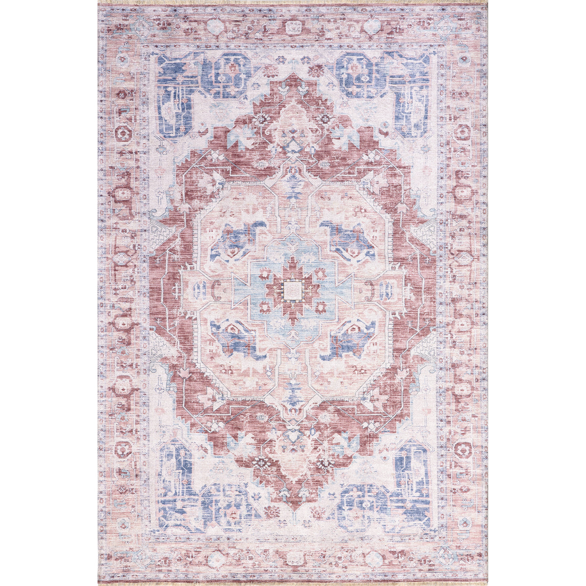 nuLOOM SpinClean Machinewasbaar, vlekbestendig vloerkleed met antislip achterkant, laag profiel voor woonkamer, slaapkamer en eetkamer, Ren Peach