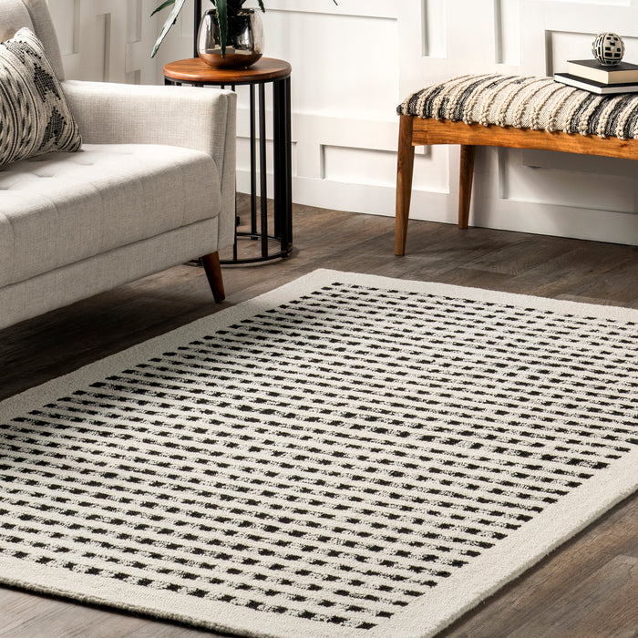 Adahlia Checkered Wool Area Rug