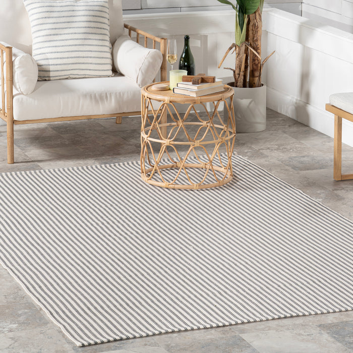 Home Conservatory Pinstripe Handwoven Indoor/Outdoor Area Rug