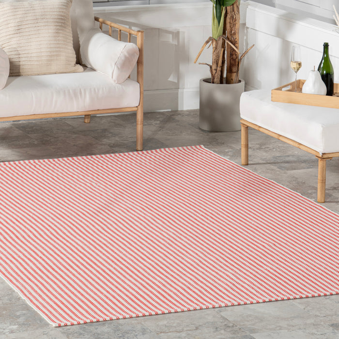 Home Conservatory Pinstripe Handwoven Indoor/Outdoor Area Rug