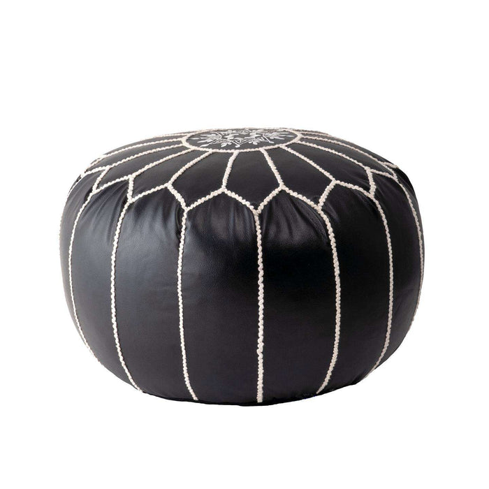 Classic Moroccan Faux Leather Filled Ottoman Pouf