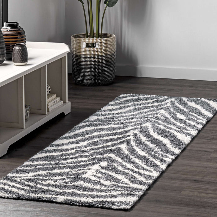 Everlynn Zebra Shag Area Rug