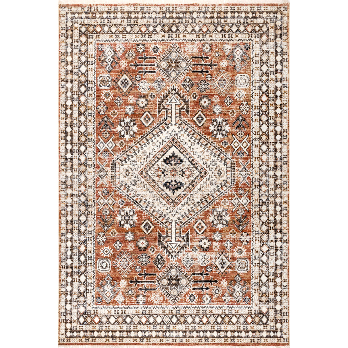 Vanesa Transitional Medallion Fringe Area Rug — nuLOOM