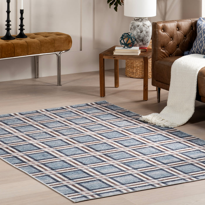 Steph Windowpane Plaid Machine Washable Area Rug — nuLOOM