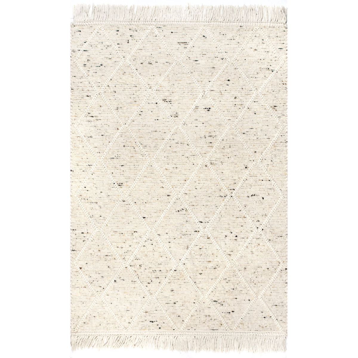 Brooklyn Textured Trellis Wool Fringe Area Rug — nuLOOM