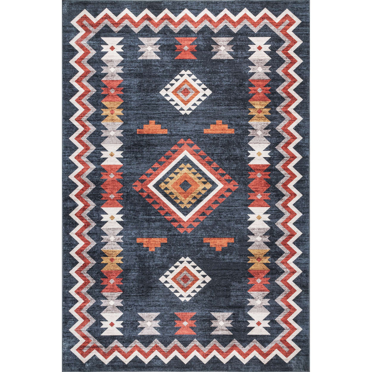 Jayde Machine Washable Southwestern Diamond Area Rug — nuLOOM