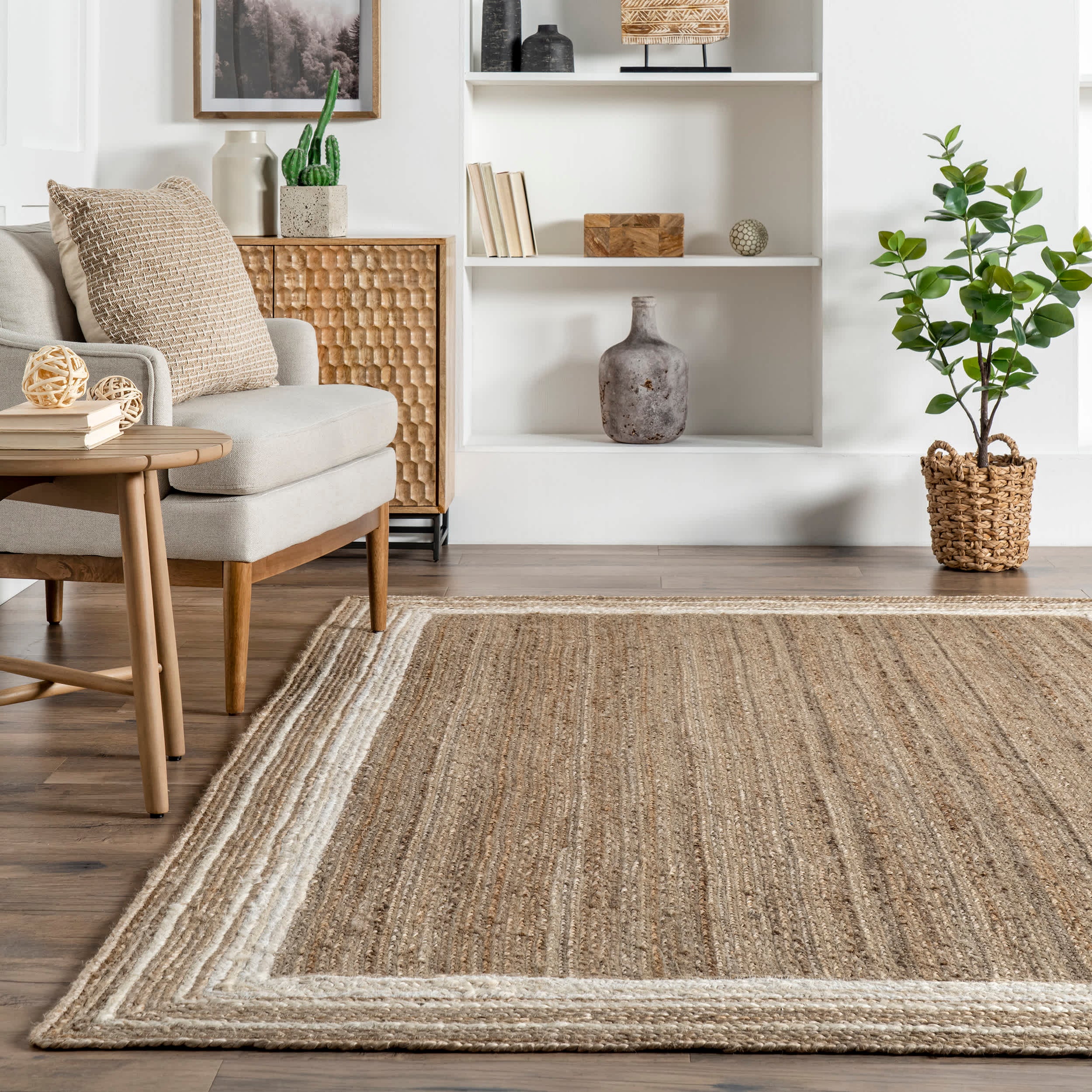 Braided Rikki Border Jute Area Rug — nuLOOM