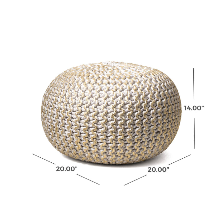 Ling Round Knit Filled Ottoman Pouf
