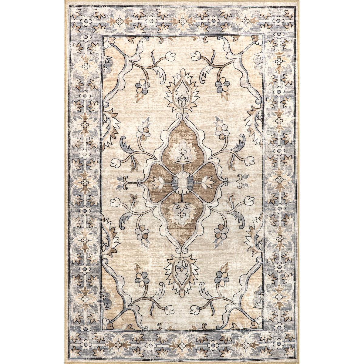 Adair Traditional Floral Machine Washable Area Rug — nuLOOM