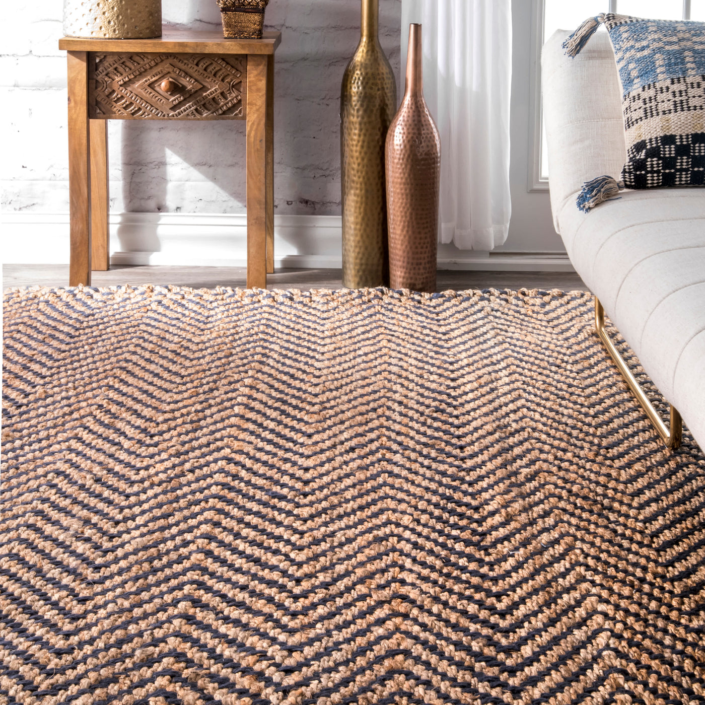 Vania Chevron Jute Area Rug — nuLOOM