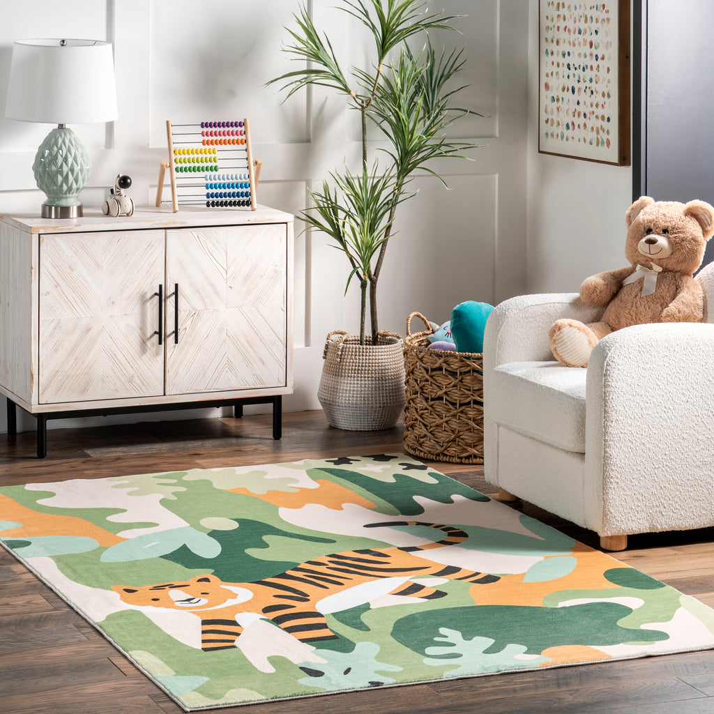 Reenie Jungle Tiger Machine Washable Area Rug — nuLOOM