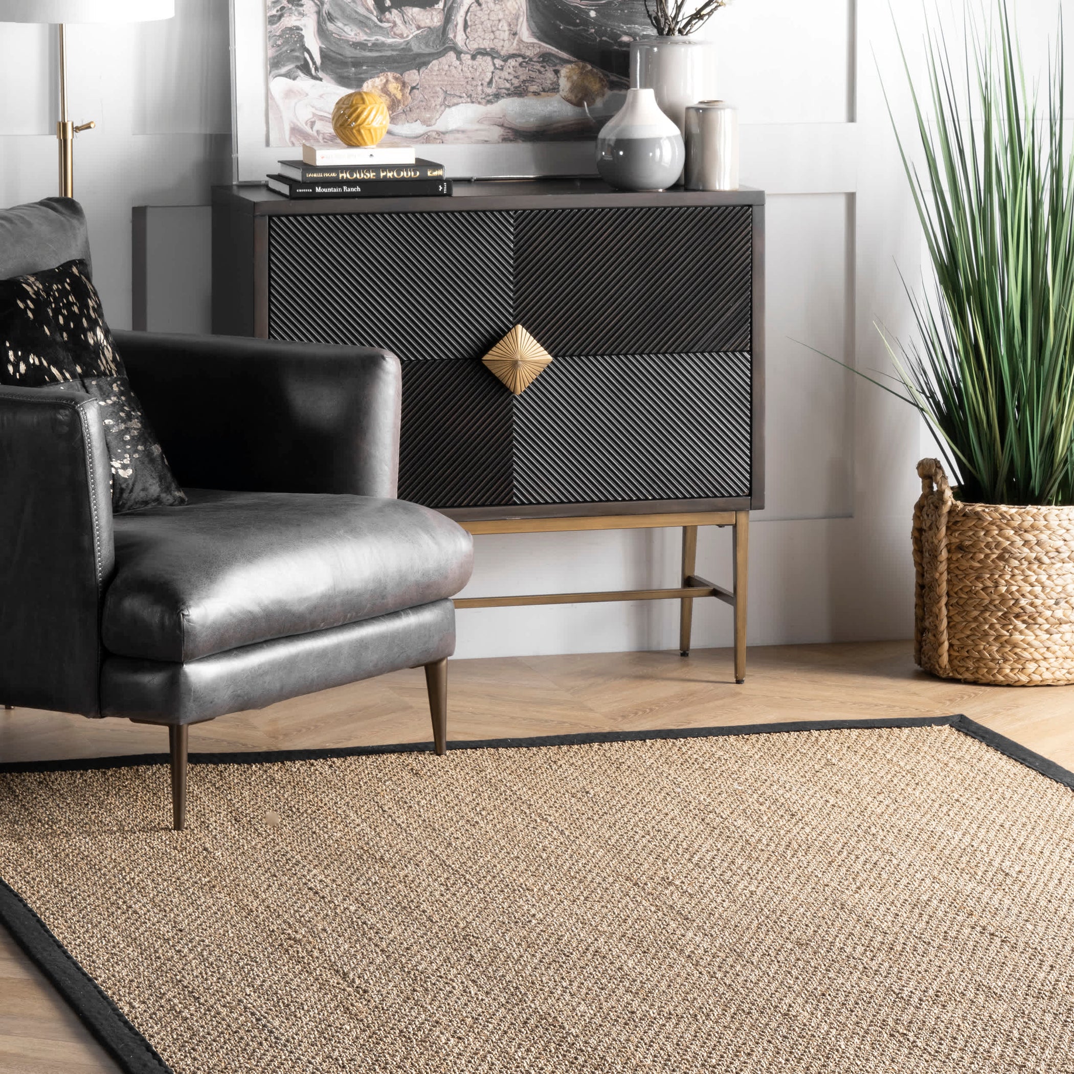 Elijah Seagrass with Border Area Rug — nuLOOM