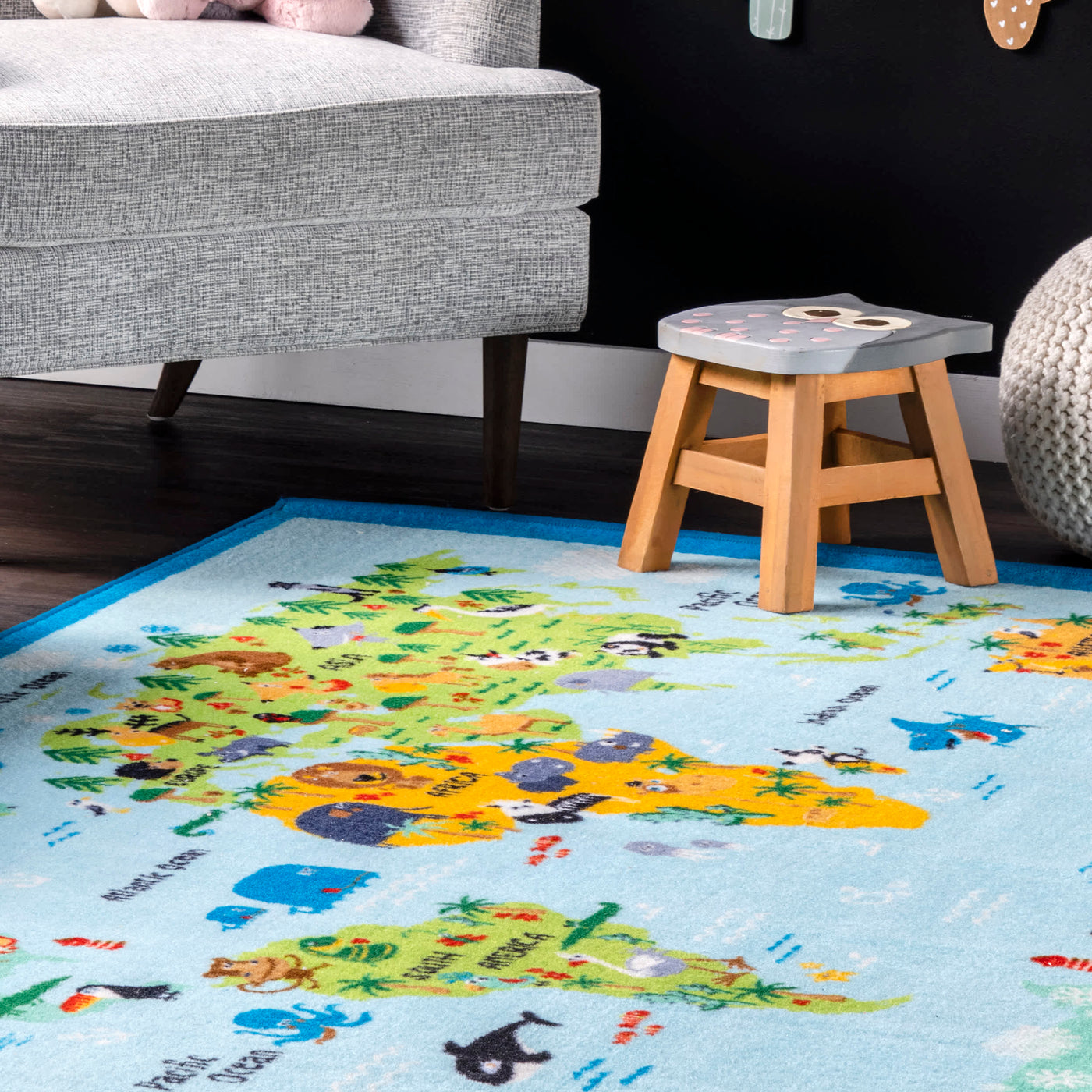 Animal World Map Area Rug — nuLOOM