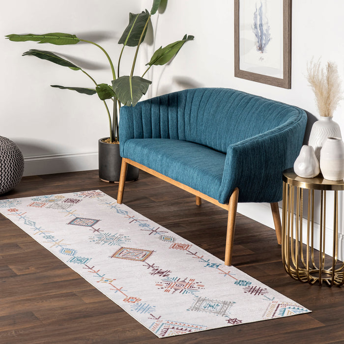 Kiya Machine Washable Moroccan Tribal Geometric Area Rug