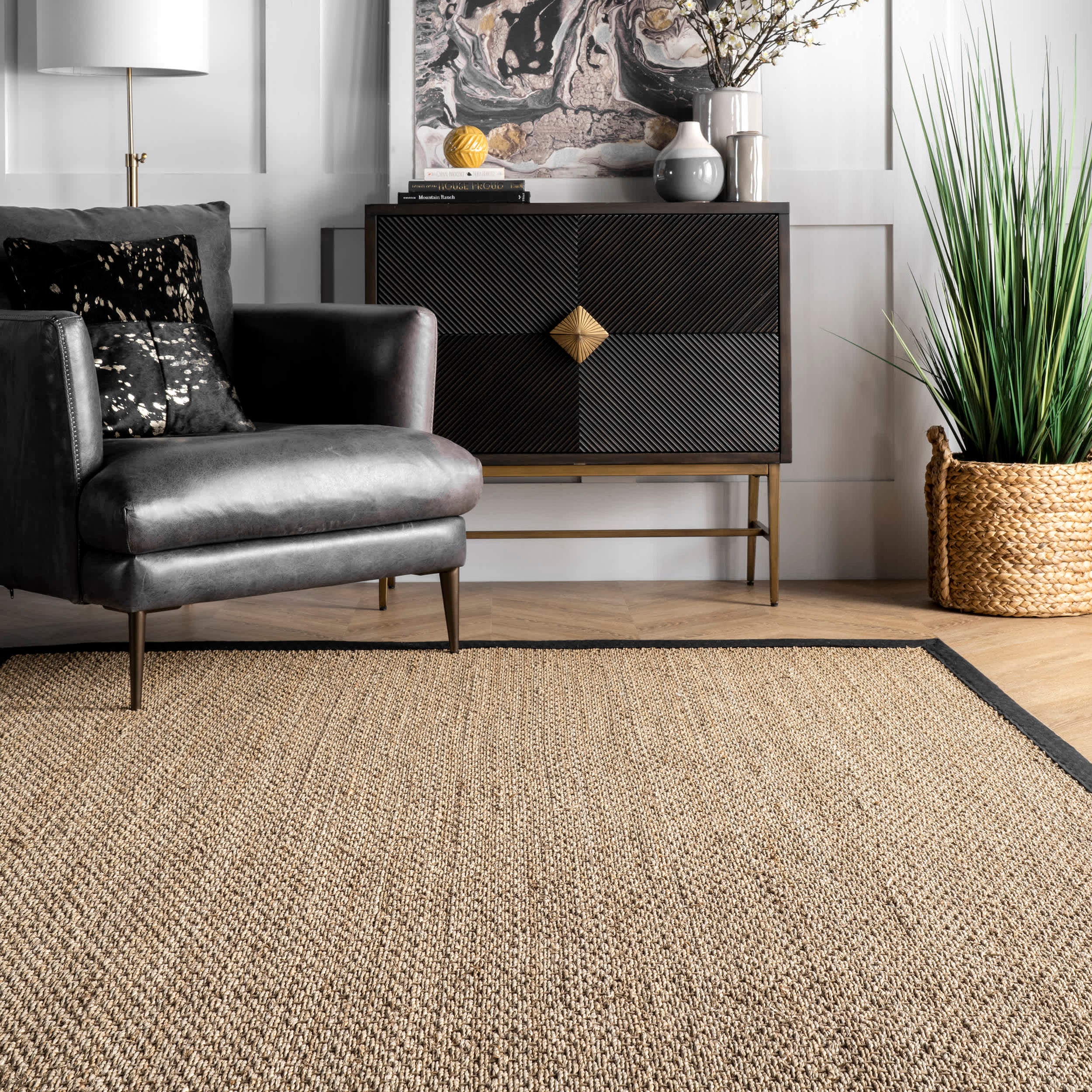 Elijah Seagrass with Border Area Rug — nuLOOM