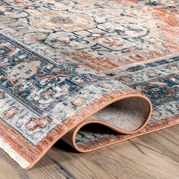 専用　2点セット【60's Vintage rug】188×102cm Home Decorators Collection Zara Vintage Medallion Orange 8
