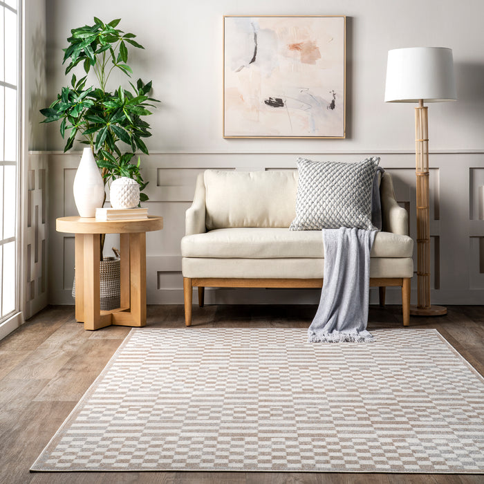 Nikita Faded Geometric Machine Washable Area Rug — nuLOOM